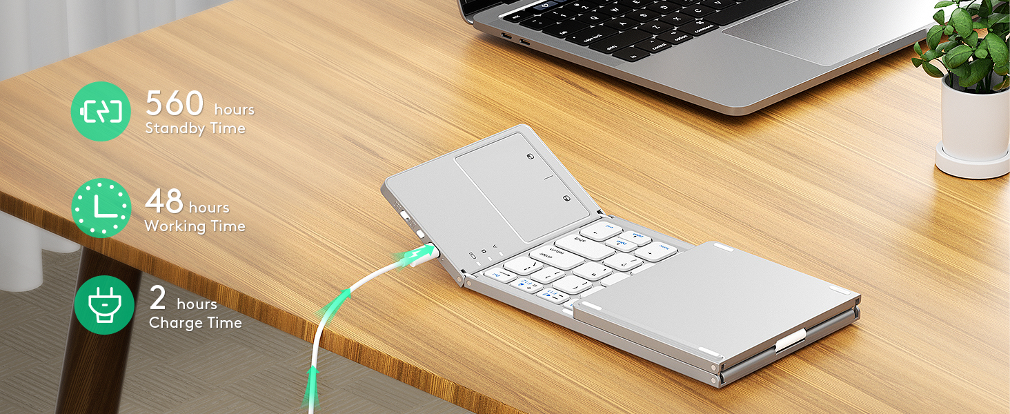 Rechargeable folding keyboard