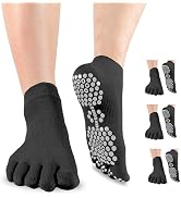 Soxsense Multi-Pack Sports Grip Toe Socks with Cushion, Non-Slip Finger Socks for Pilates, Yoga, ...