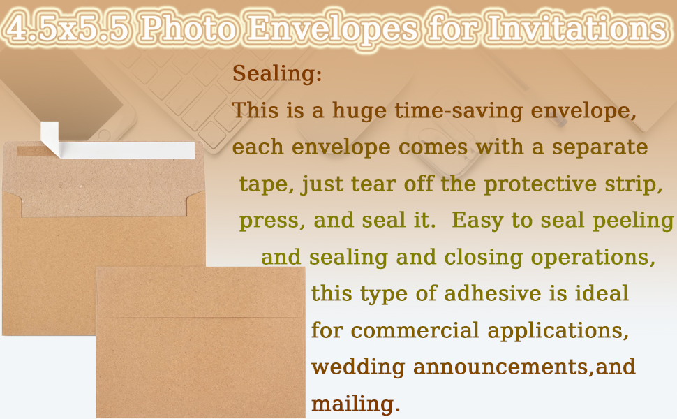 A2 Invitation Envelopes, Brown Kraft Envelopes