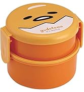 Skater ONWR1-A Round Lunch Box, 16.9 fl oz (500 ml), With Fork, Gudetama Face, Sanrio, Made in Japan