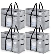 TAILI 2 Tier Extra Large Moving Bags, 4 Pack Silver Heavy Duty Totes For Storage with Visible Win...
