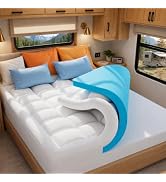 ELEMUSE RV Short Queen Dual Layer 3 Inch Memory Foam Mattress Topper, 2 Inch Cooling Gel Memory F...