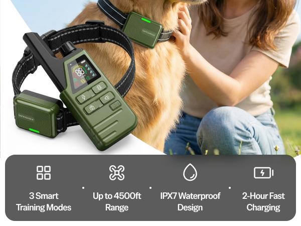 remote dog training collar waterproof rechargeable vibration beep collar with 4500ft range