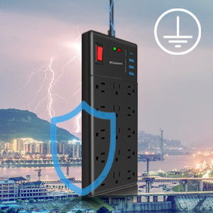 power strip usb c flat plug surge protector power strip long cord