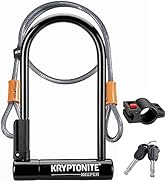 Kryptonite Keeper Bike U-Lock Standard with Braided Steel Cable, Heavy Duty Anti-Theft Bicycle U ...