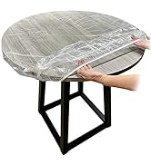 LIBERECOO Clear Round Fitted Vinyl Tablecloth - Heavy Duty Elasticized Table Cover Elastic Edged ...