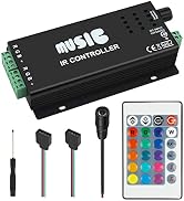 RGBZONE DC 12-24V RGB LED Music Controller, 24 Keys Iron Shell Wireless IR Remote Control Music S...