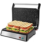 Aigostar Panini Press, 1200W Sandwich Maker and Electric Indoor Grill with Ceramic Non-Stick Coat...