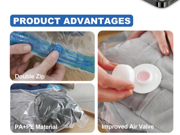 Travel Vacuum Storage Bags with USB Electronic Pump, 8 Pack Space Saver Bags for Travel and Home