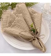 Socomi Set of 6 Linen Napkins Caramel Easter Spring Cloth Napkins Washable Cotton Dinner Napkins ...