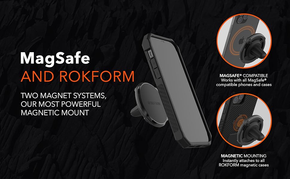 Rock form magnet mount, rokform car mount, vent mount, magnetic, metal super grip non slip no hassle