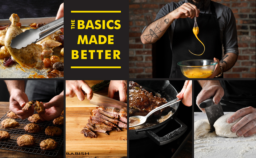 Babish cooking untensils cookware saute pan carbon steel whisks tiny tongs spoons cookware kitchen