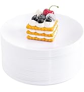 Hioasis 100pcs White Plastic Plates & White Disposable Plates & 7.5 inch White Dessert Plates & W...