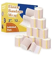 ZJCCTO 12 Pack Elastic Bandage Wrap | 2" Medical Bandage Wrap with Hook-and-Loop Fasteners on Bot...
