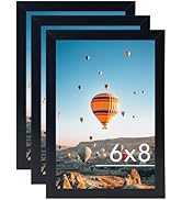 JCJMY 6x8 Picture Frame Set of 3 Black for Wall Hanging or Tabletop- Wall Mounting Horizontally o...