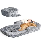 EHEYCIGA Foldable Human Dog Bed, 72"x44"x11" Orthopedic Memory Foam Human Sized Dog Bed, Waterpro...