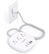 Flat Plug Power Strip, 6ft Ultra Flat Extension Cord - 3 Outlets 4 USB Ports (2 USB C) 22.5W/4.5A...
