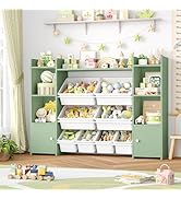 FOTOSOK 55''Large Toy Storage Organizer with 8 Toy Bins, Toy Organizers and Storage with Shelf an...