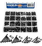 NINDEJIN M2 M3 M4 M5 Hex Socket Head Cap Screw Bolts Nuts and Washer Assortment Kit, 1060PCS Blac...