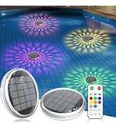 Solar Powered Floating Pool Lights(2 Pack), Pool Lights That Float with Remote Control, 12 Lighti...