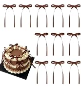 30 Pack Brown Bow Cake Toppers Ribbon Bows for Cake Bow Cupcake Toppers for Love is Brewing Brida...