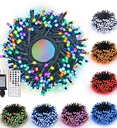 Color Changing Christmas String Lights, 115ft 300 LED Halloween Lights Outdoor with Remote, Plug ...