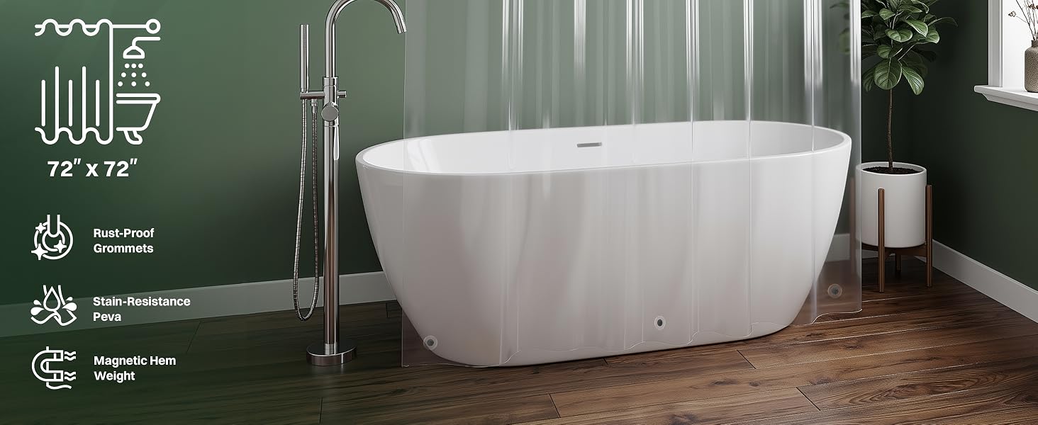 Shower Curtains Clear Transparent Tub Bathroom Bath