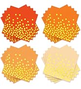 Whaline 100Pcs Orange Cocktail Napkins 3 Ply Paper Napkin with Gold Foil Dots Summer Colors Bever...