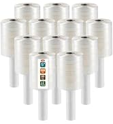 12 Pack Industrial Strength Mini Hand Stretch Wrap 5" 1000 Ft Roll 80 Gauge Thick, Shrink Wrap Ro...