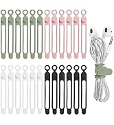 Nearockle 24Pcs Silicone Cable Straps Wire Organizer for Earphone, Phone Charger, Mouse, Audio, C...