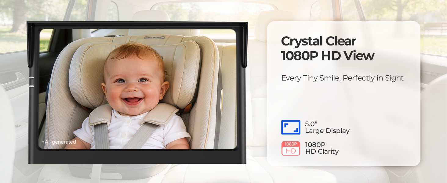 Baby car camera 1080P HD real time rear seat monitoring for safer driving