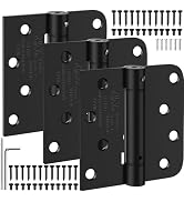 4 Inch Self Closing Door Hinges, Spring Loaded Door Hinges 5/8" Radius Corners for Exterior, Gara...