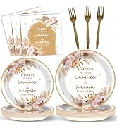 96Pcs Boho Bridal Shower Party Supplies Wedding Paper Plates Nankins Boho Floral Party Decoration...