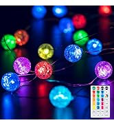 BEEWIN Globe String Lights for Bedroom,Crystal Crackle Ball Lights 17 Vibrant Color 10FT 30 LED U...