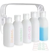 Cosywell Travel Bottles for Toiletries 5 Pack Pre-Printed & Soft Touch HDPE Travel Size Container...