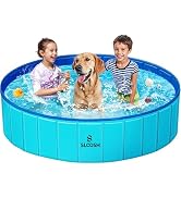 SLOOSH Foldable Dog Kiddie Pool - Portable Hard Plastic Doggie Swimming Pool, Anti-Slip Collapsib...