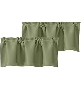 Chyhomenyc Sage Green Valances for Window, Room Darkening Short Curtains for Kitchen Bedroom Livi...