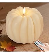 Flameless Pumpkin Candles with Timer - Fall Home Decor Indoor, LED Light Up Pumpkins for Mantel T...