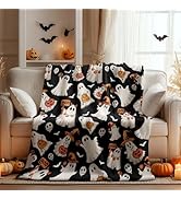 Horaldaily Halloween Flannel Blanket Throw, Ghost Boo Jack-O-Lantern Pumpkin Skulls Soft Fuzzy Pl...