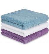 ZHAYAO 3 Pack 100% Cotton Wash Cloths, 13 x 13 inch Highly Absorbent and Soft Feel Fingertip Towe...