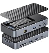 ORICO 9-in-1 USB C Hub with M.2 NVMe SSD Enclosure 10Gbps, Tool Free Hub Docking Station with Bui...