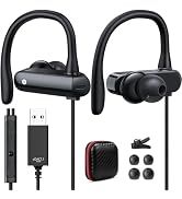 USB Headphone with Over Ear Hook for PC Computer,8.2FT Wired Earbuds with Mute Mic Volume Control...