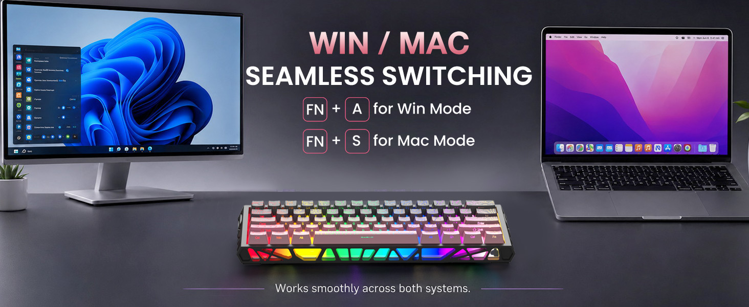 mechanical gaming keyboard wireless backlit keyboard hot swappable highground teclado gamer