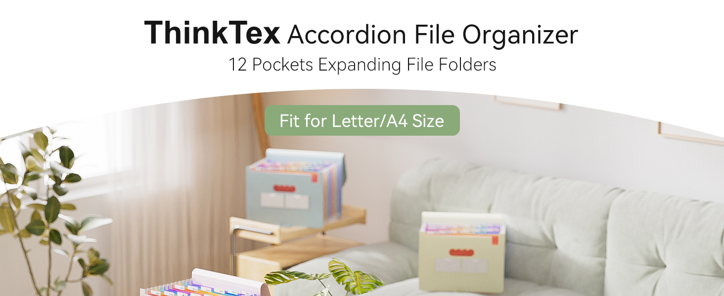 Accordion File Organizer, 12 - Pocket Expanding File Folders