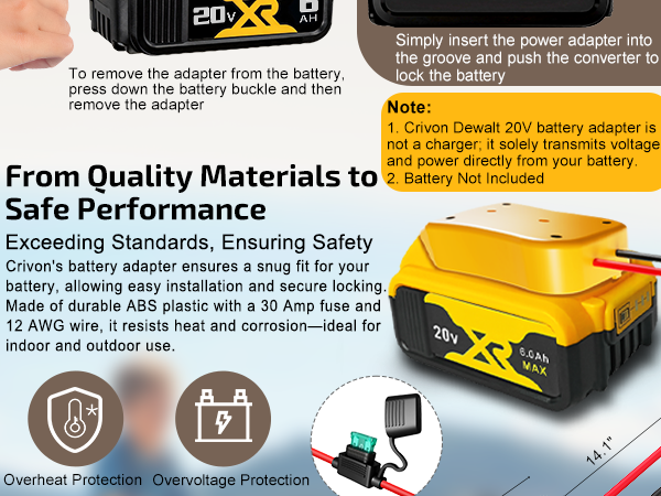 Dewalt 20V Battery Adapter for Power Wheels Drill Battery Adapter Converter Upgrade Conversion Kit