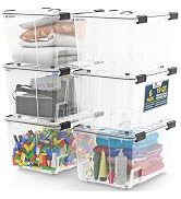 Lifemaster Stackable Storage Box Set - 6 Pieces 19 Quarts Multi-purpose, Space-Efficient Stackabl...