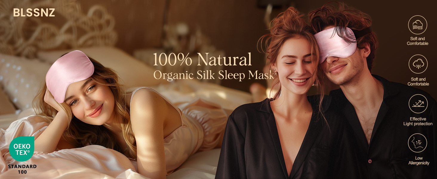 Silk Sleep Mask for Women Organic Natural Mulberry Silk