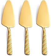 FULLYWARE Gold Cake Server, 9.4-inch Stainless Steel Pie Server Spatula, Pizza Server Set of 3, D...