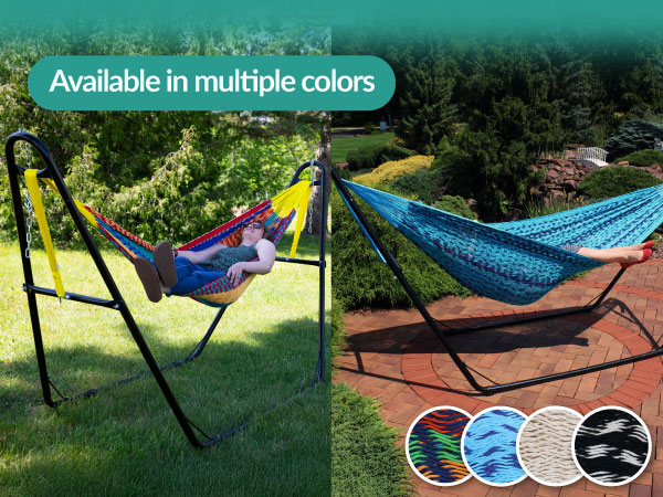 Available in multiple colors multi-color, blue, natural, and black/natural
