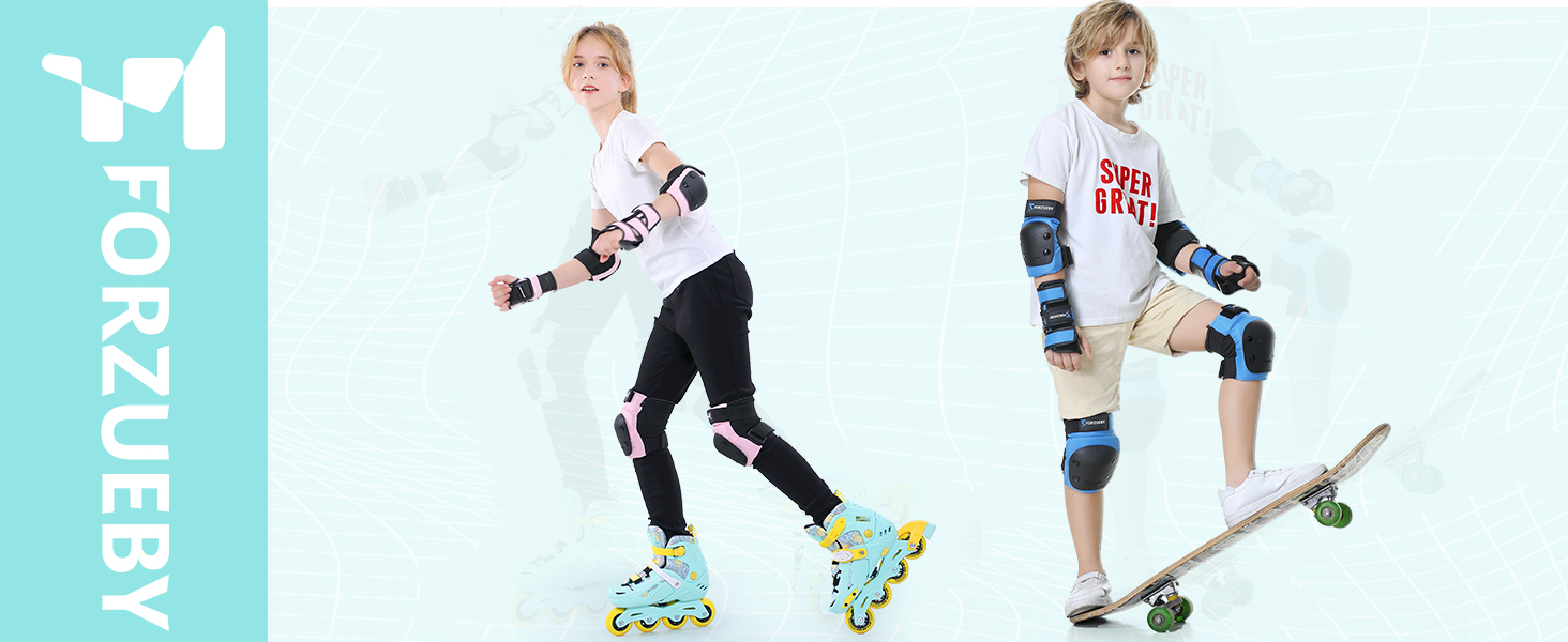Kids Knee Pads Elbow Pads Wrist Guards Protective Gear Set for Inline Roller Skating Skateboarding